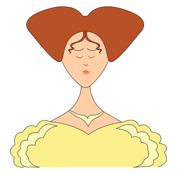 Señora en vestido amarillo, ilustración, vector sobre fondo blanco . — Vector de stock