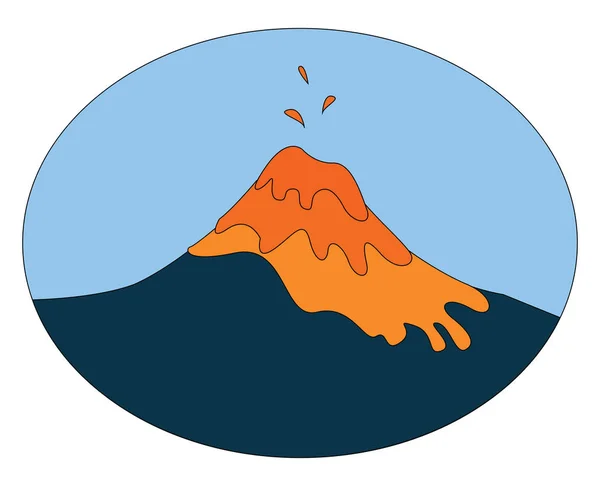 Active volcano, illustration, vector on white background. — Stock Vector