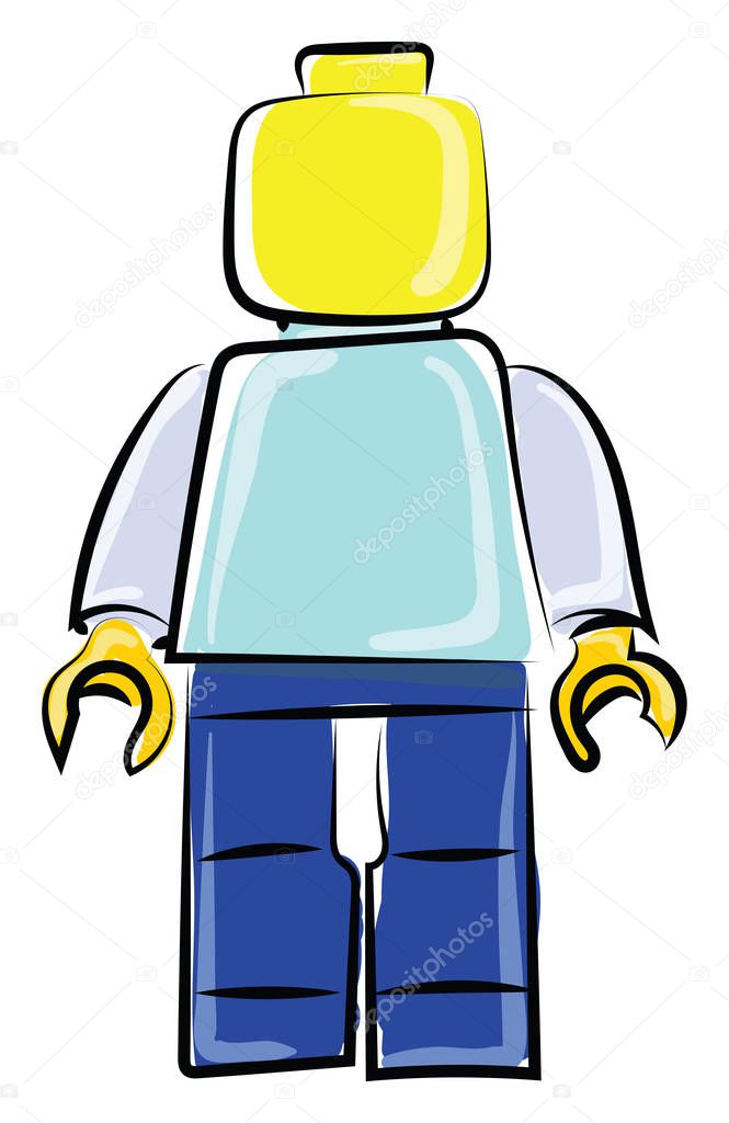Lego man, illustration, vector on white background.