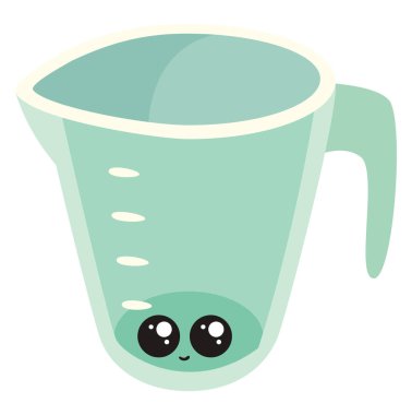 Sevimli ölçmek fincan, illüstrasyon, beyaz arka plan vektör.