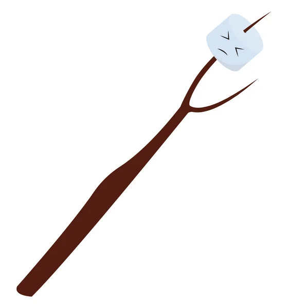 Marshmallow on stick, illustration, vector on white background. — Stock Vector