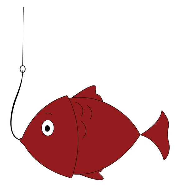 Fisch am Haken, Illustration, Vektor auf weißem Hintergrund. — Stockvektor