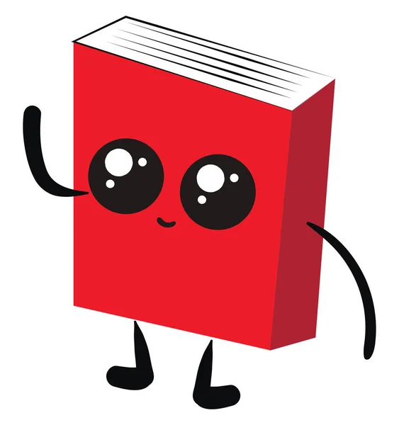 Schattig rood boek, illustratie, vector op witte achtergrond. — Stockvector