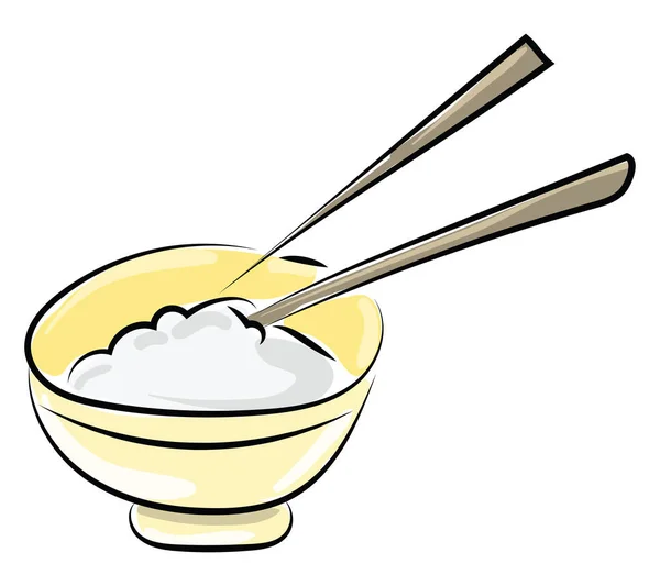 Reis in Schale, Illustration, Vektor auf weißem Hintergrund. — Stockvektor