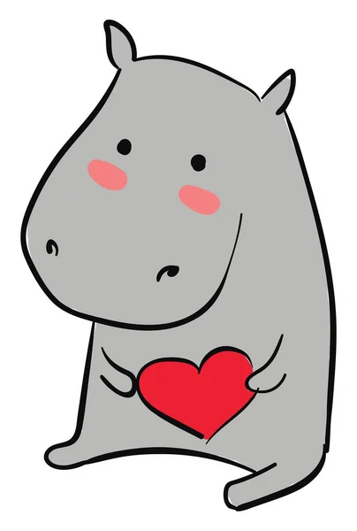 Hippo zamilovaný, ilustrace, vektor na bílém pozadí. — Stockový vektor