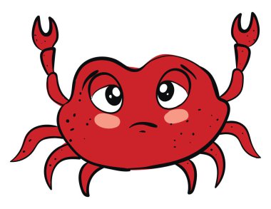 Üzgün yengeç, illüstrasyon, beyaz arkaplanda vektör.