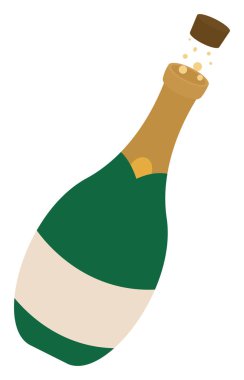 Şampanya şişesi, illüstrasyon, beyaz arka plan vektör.