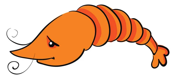 Sad shrimp, illustration, vector on white background. — Stock Vector