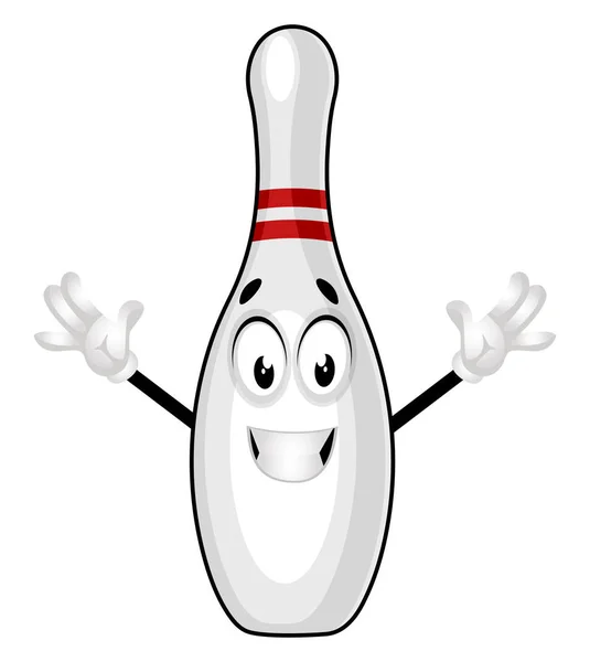Bowling pin feeling happy, illustration, vector on white backgro — Stock Vector