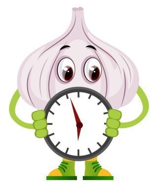 Sarımsak tutma saati, illüstrasyon, beyaz arka plan vektör.