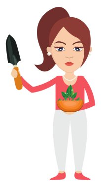 Bitki, illüstrasyon, beyaz arka plan üzerinde vektör ile Kadın.