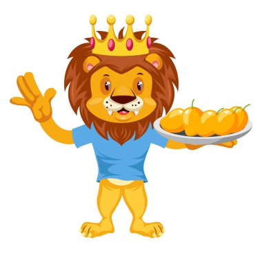 Mangolu aslan, illüstrasyon, beyaz arka plan üzerinde vektör.