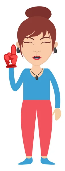 Žena s červenou rukavicí, ilustrace, vektor na bílém pozadí. — Stockový vektor