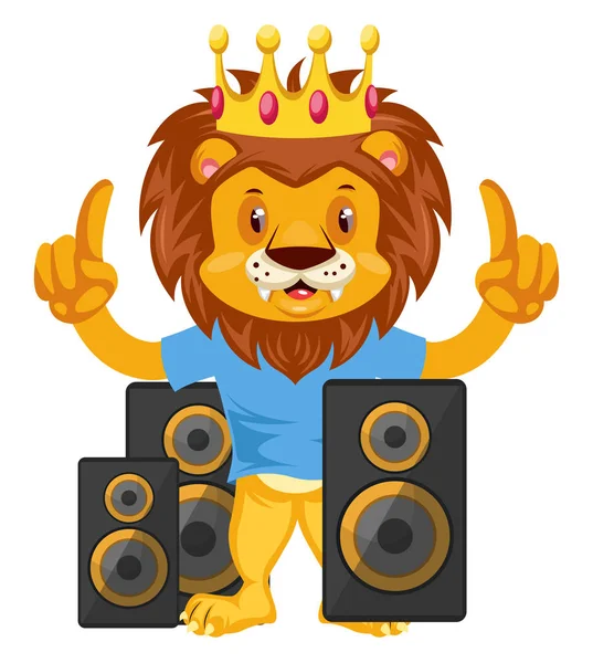 Lion avec haut-parleurs, illustration, vecteur sur fond blanc . — Image vectorielle