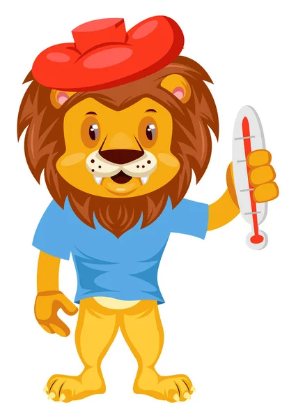 Sick lion, illustration, vector on white background. — Stock Vector