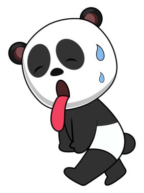 Yorgun panda, illüstrasyon, beyaz arka plan vektör.