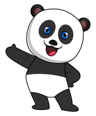 Mutlu panda, illüstrasyon, beyaz arka plan vektör.