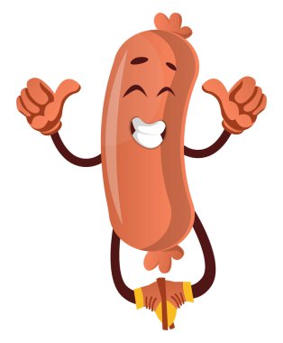 Mutlu sosis, illüstrasyon, beyaz arka plan vektör.