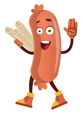 Beyaz arka plan üzerinde planları, illüstrasyon, vektör ile Sosis.