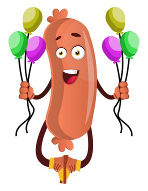 Balonlar, illüstrasyon, beyaz arka plan üzerinde vektör ile Sosis.