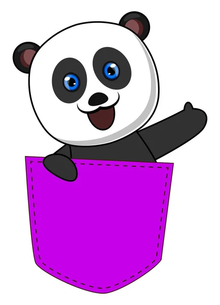 Panda in purple pocket, illustration, vector on white background — Stock Vector