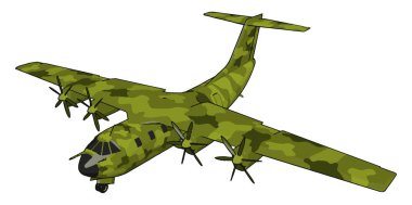 Büyük eski yeşil bombardıman uçağı, illüstrasyon, beyaz arka plan vektör.