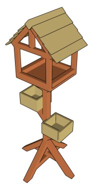 Tahta kuş evi, illüstrasyon, beyaz arka planda vektör.