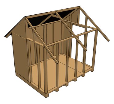 Bitmemiş ev, illüstrasyon, beyaz arka plan vektör.