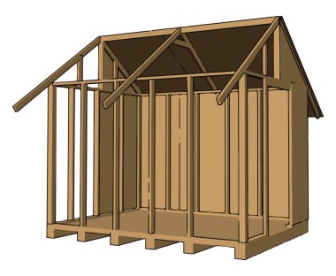 Bitmemiş ev, illüstrasyon, beyaz arka plan vektör.