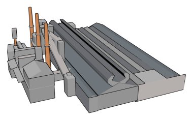 Büyük fabrika, illüstrasyon, beyaz arka plan vektör.