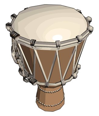 Eski davul, illüstrasyon, beyaz arka plan üzerinde vektör.