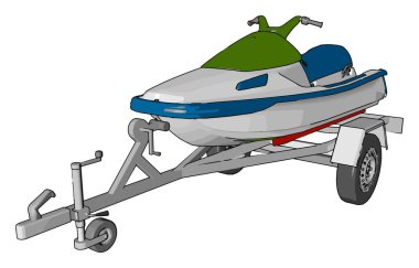 Yeşil jetski, illüstrasyon, beyaz arka plan vektör.