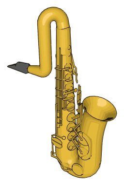 Sarı saksafon, illüstrasyon, beyaz arka plan üzerinde vektör.