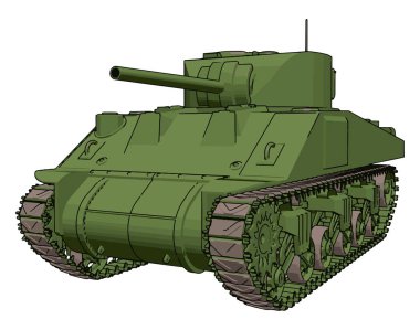 Yeşil askeri tank, illüstrasyon, beyaz arka plan vektör.