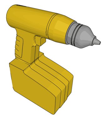 Sarı matkap, illüstrasyon, beyaz arka plan üzerinde vektör.