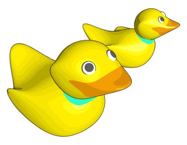 Kauçuk ördek, illüstrasyon, beyaz arka plan üzerinde vektör.