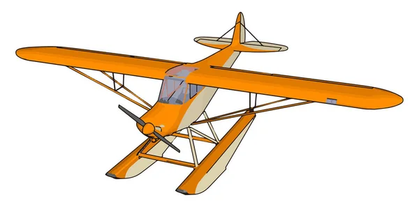 Orangefarbenes Wasserflugzeug, Illustration, Vektor auf weißem Hintergrund. — Stockvektor