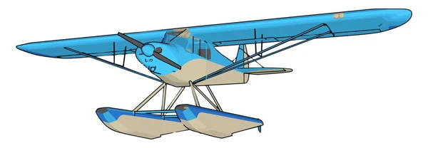 Blauwe watervliegtuig, illustratie, vector op witte achtergrond. — Stockvector