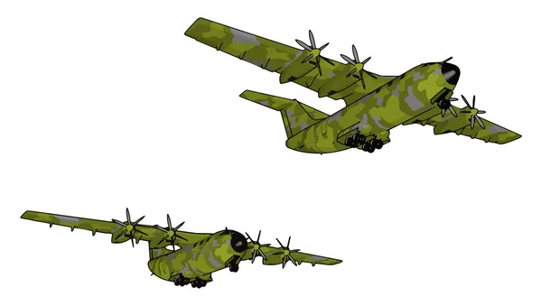 Stora gamla gröna bombplan, illustration, vektor på vit bakgrund. — Stock vektor