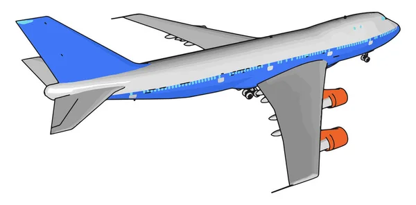 Blaues Passagierflugzeug, Illustration, Vektor auf weißem Hintergrund. — Stockvektor