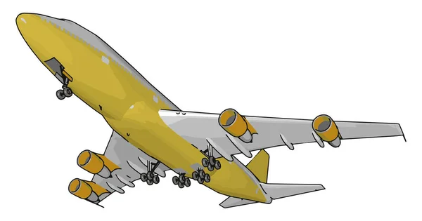 Aereo passeggeri giallo, illustrazione, vettore su sfondo bianco — Vettoriale Stock