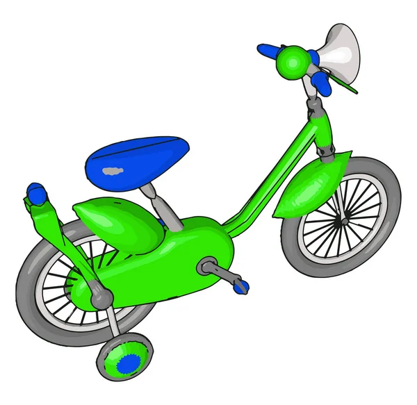 Green small bike, illustration, vector on white background. — Stock Vector