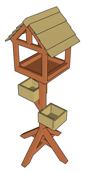 나무 새 집, 삽화, 흰 배경 위의 벡터. — 스톡 벡터