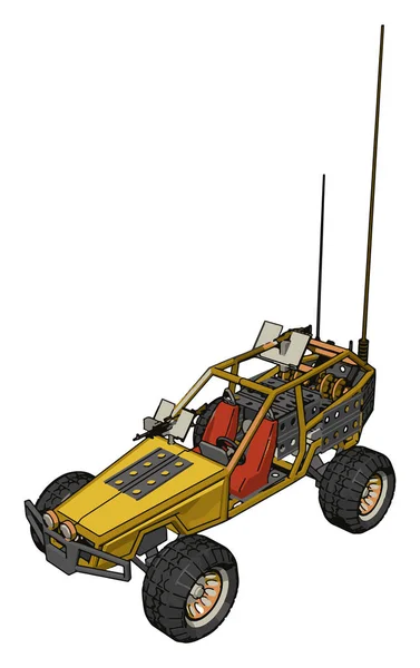 Voiture télécommandée jaune, illustration, vecteur sur fond blanc — Image vectorielle