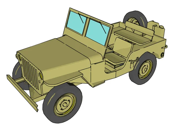 Grön militär Jeep, illustration, vektor på vit bakgrund. — Stock vektor