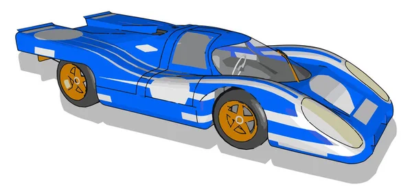 Voiture de course bleue, illustration, vecteur sur fond blanc . — Image vectorielle