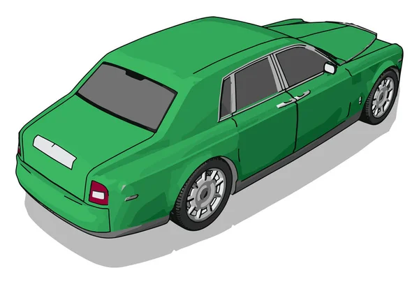 Zelený Bentley, ilustrace, vektor na bílém pozadí. — Stockový vektor