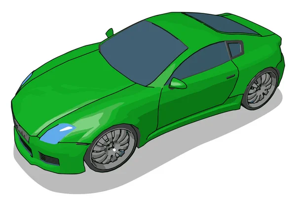 Groene luxe auto, illustratie, vector op witte achtergrond. — Stockvector