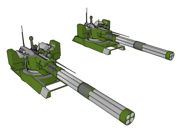 Machinegeweer, illustratie, vector op witte achtergrond. — Stockvector