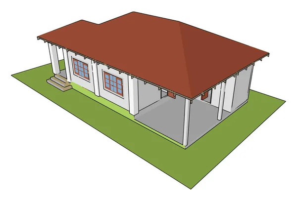 조립식 된 집, 삽화, 흰색 배경에 벡터. — 스톡 벡터
